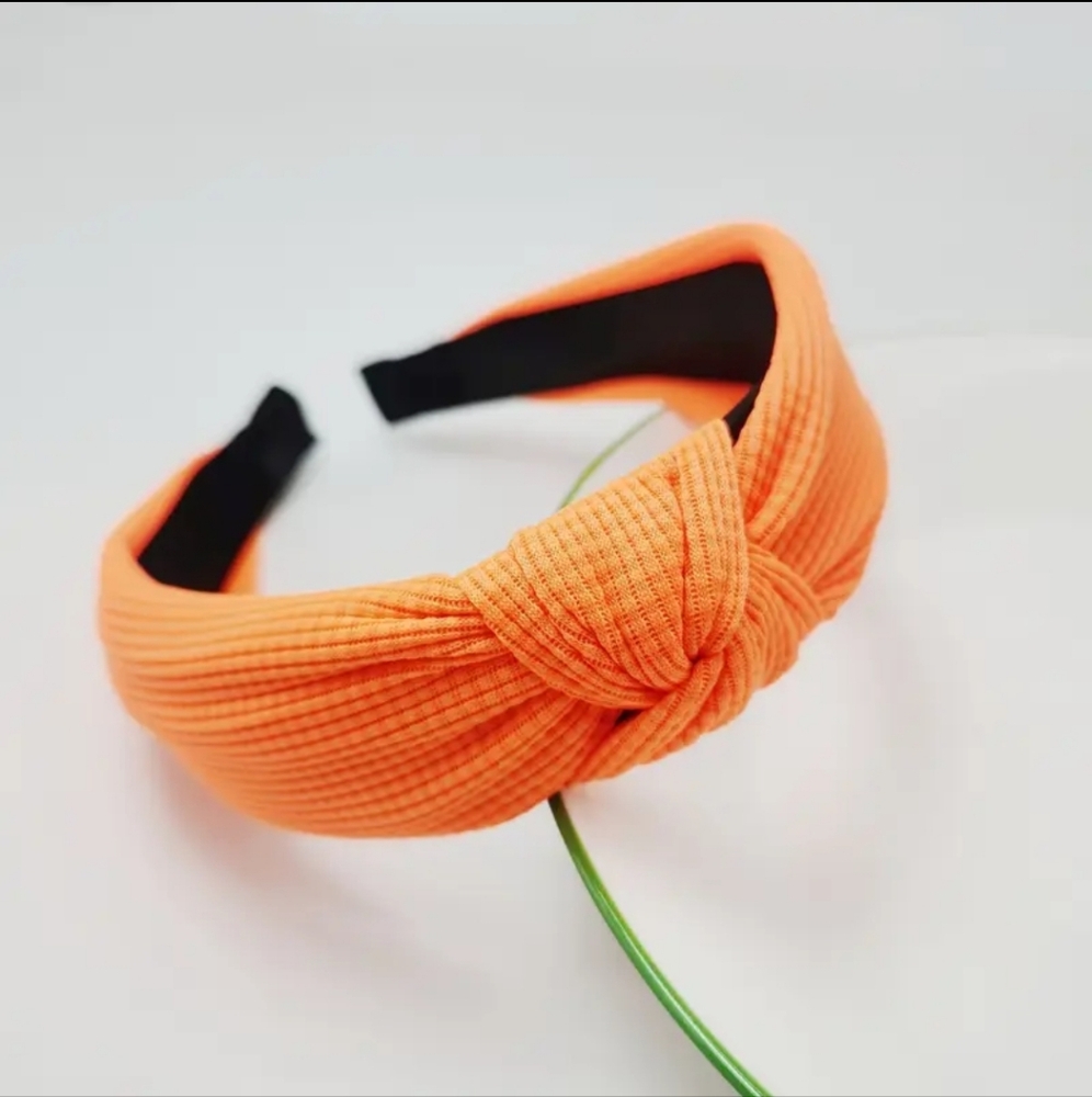 Headband Orange Waffle Pattern Knotted